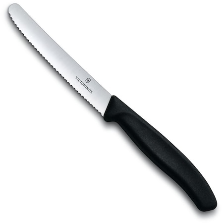 Swiss Army Brands Victorinox Kitchen Swiss Classic Utility 40.5In Serrated, Round Blade, 0.75In Width At Handle Black VIC-6.7833